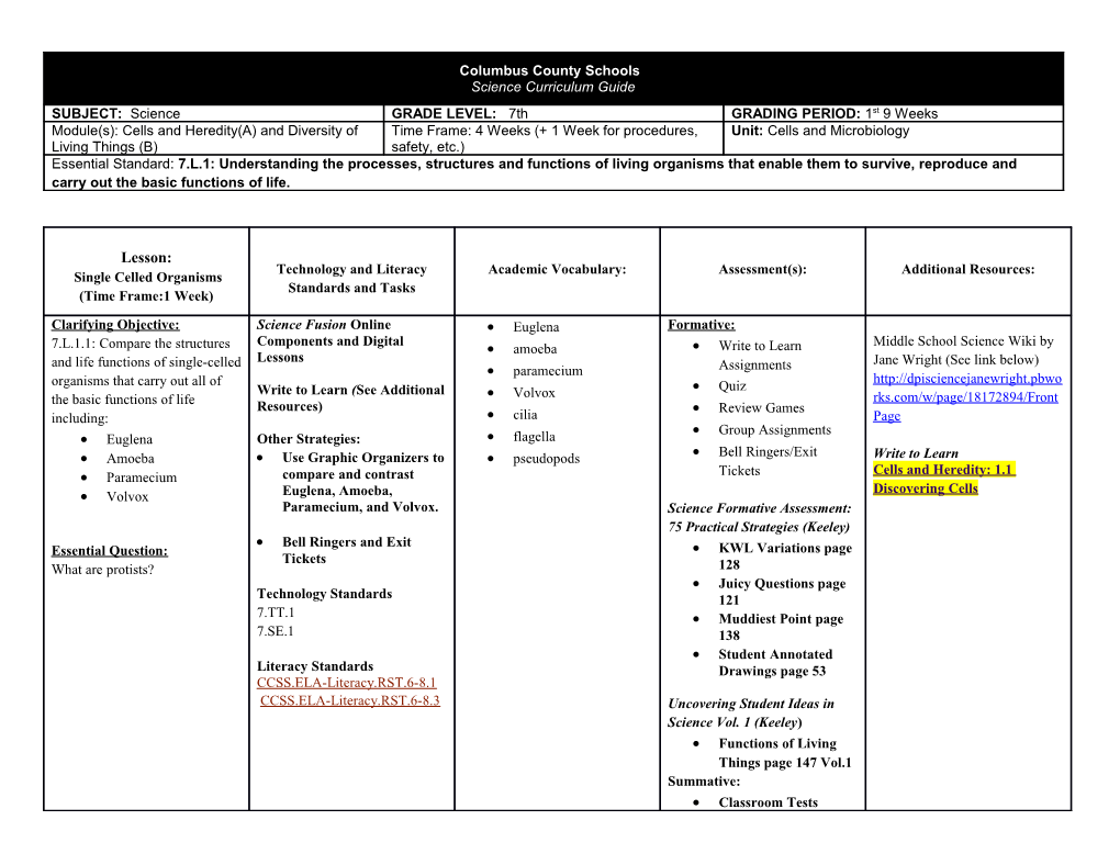 Use Graphic Organizers to Compare and Contrast Euglena, Amoeba, Paramecium, and Volvox