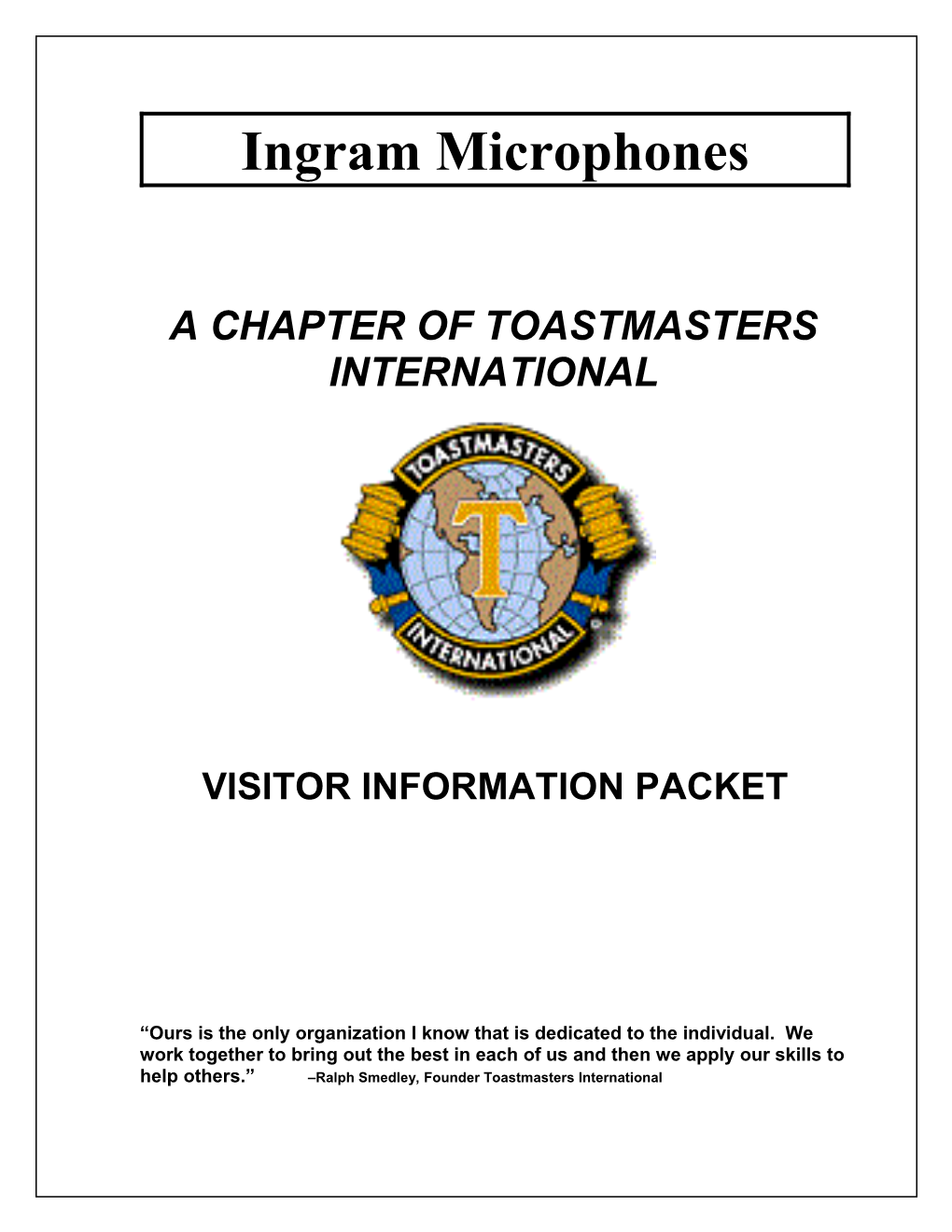 A Chapter of Toastmasters International