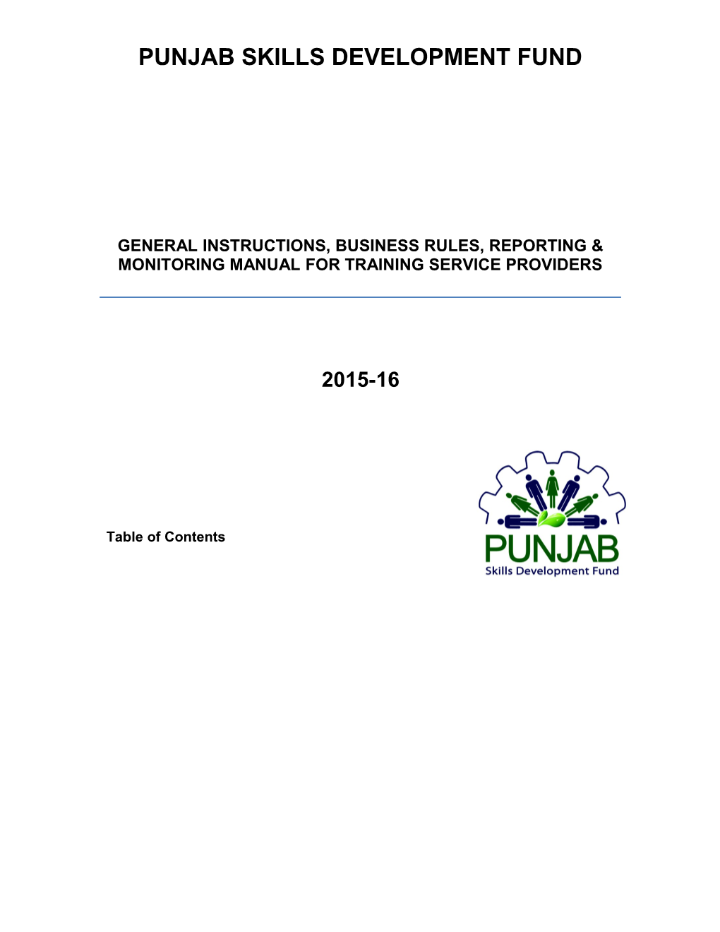 Business Rules, Reporting & Monitoring Manual for Training Service Providers