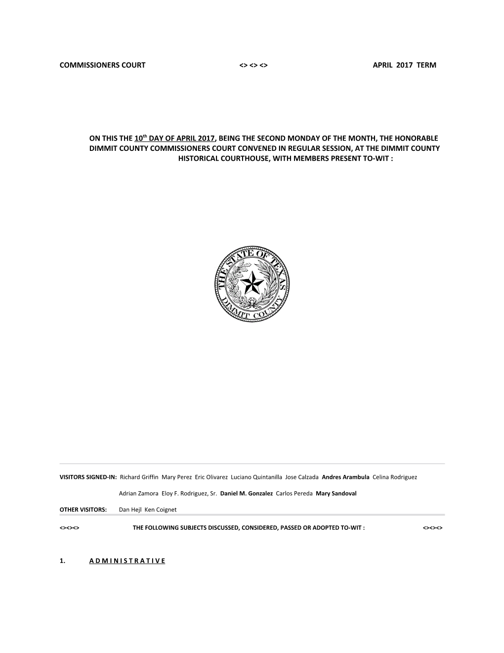 Commissioners Court April 2017 Term