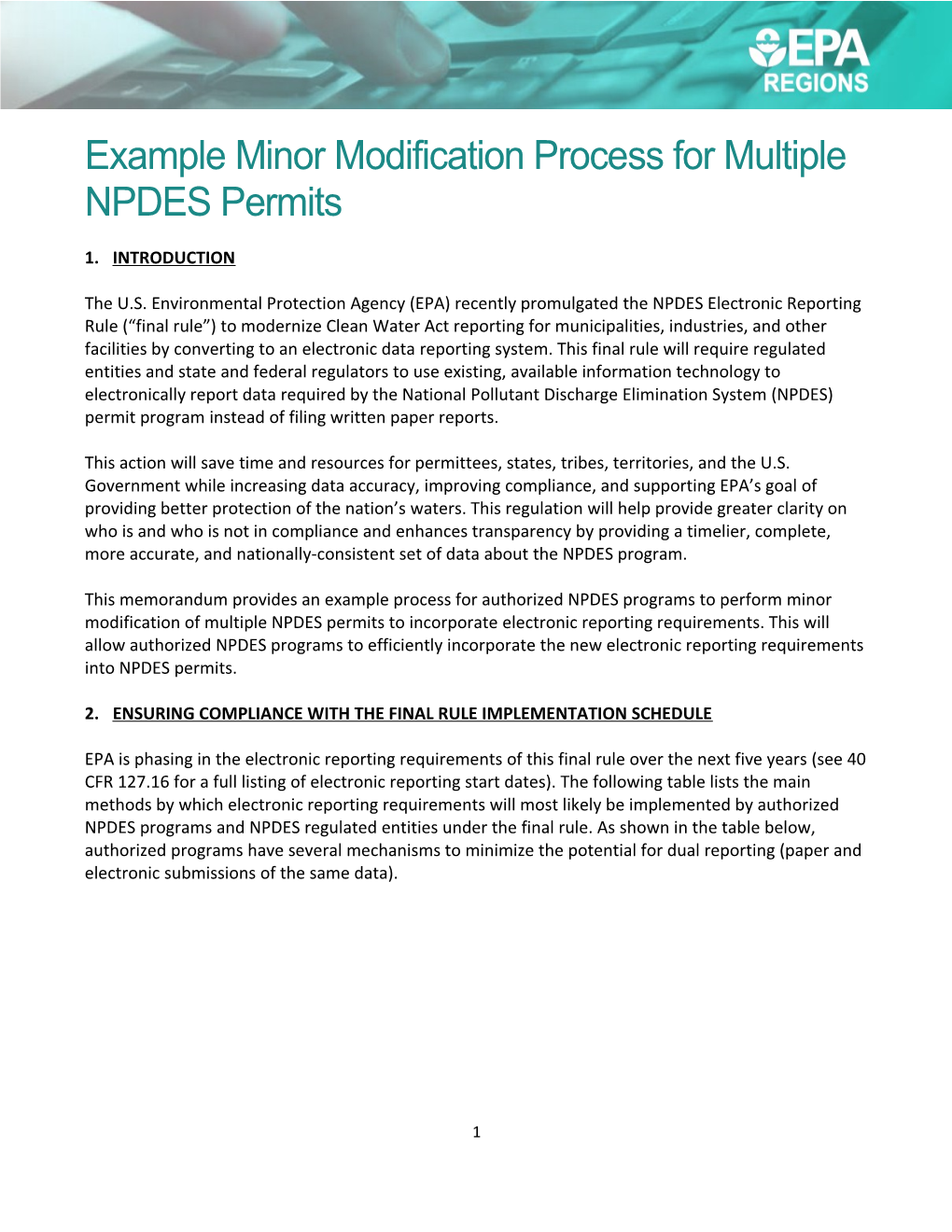 Example Minor Modification Process for Multiple NPDES Permits