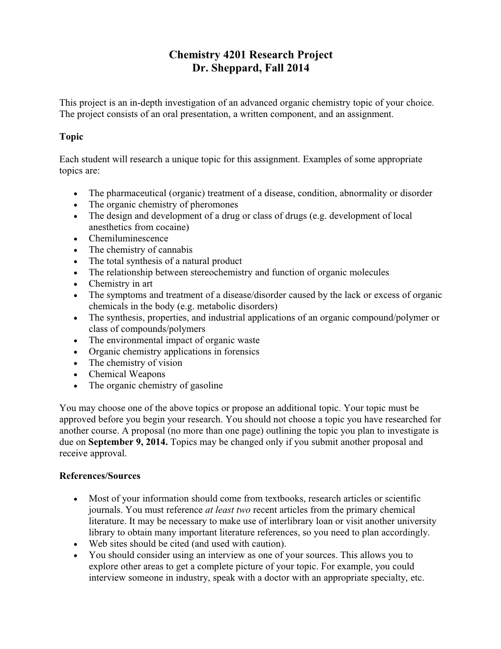 Chemistry 4201 Research Project