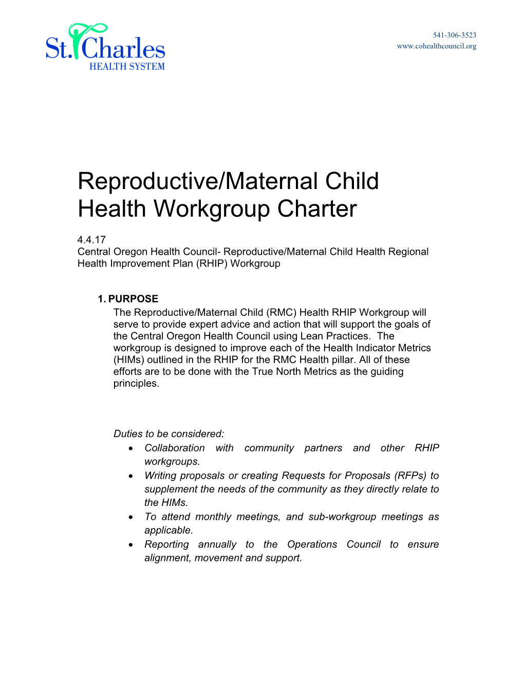 RMC Health Workgroup Charter