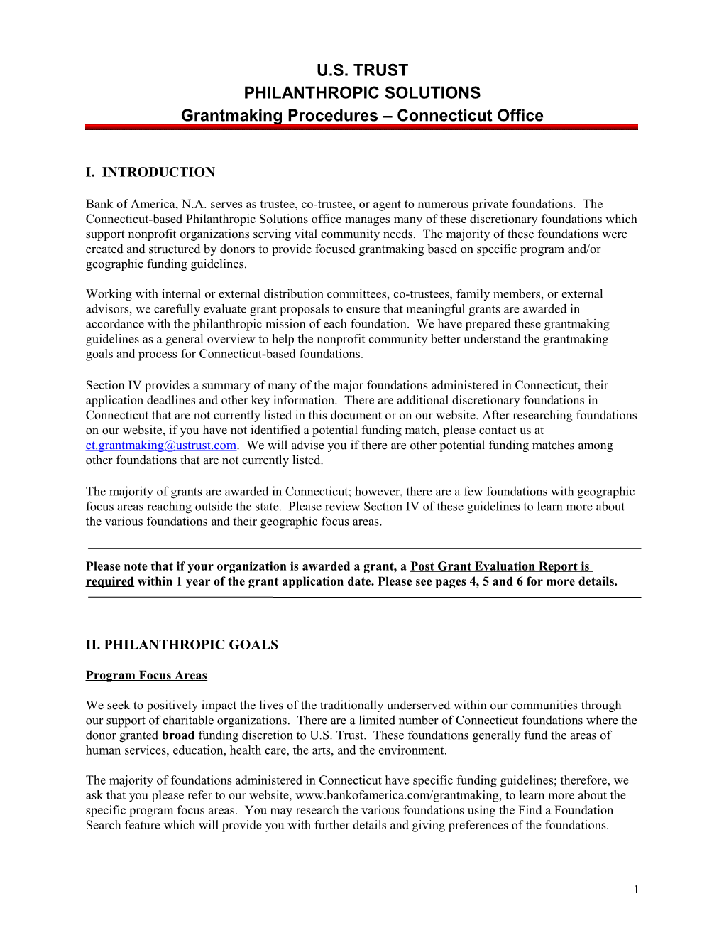 Grantmaking Procedures Connecticut Office