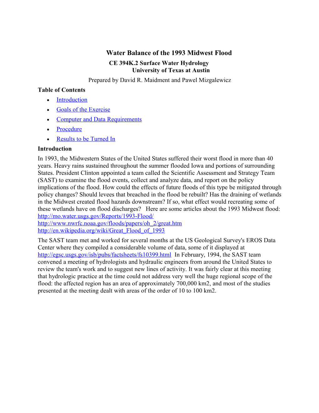 Water Balance of the 1993 Midwest Flood