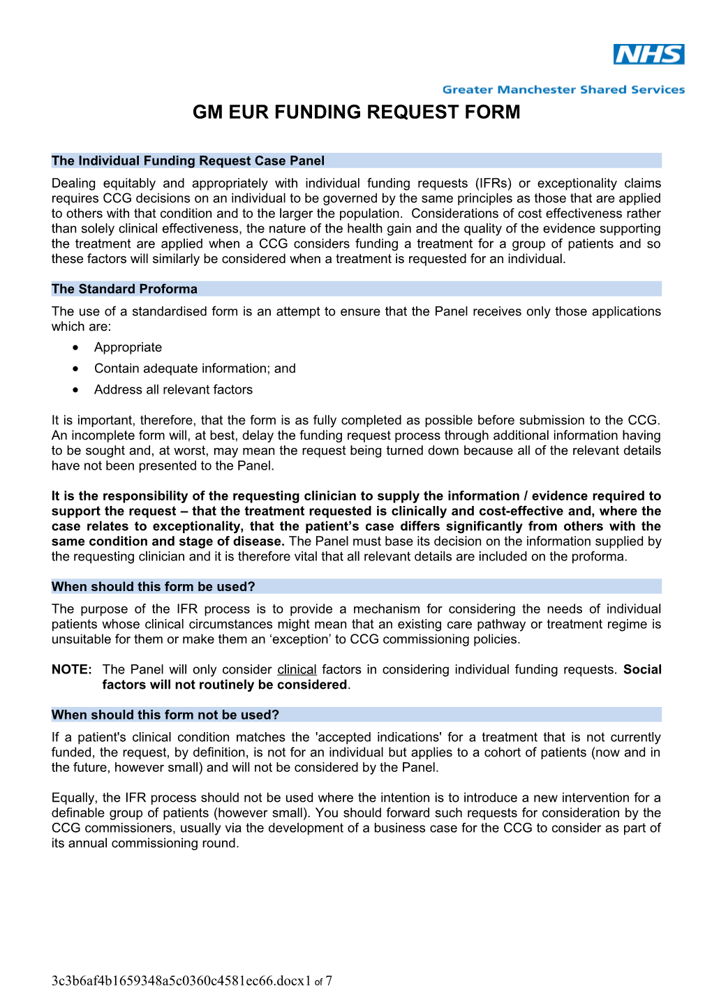 Gm Eur Funding Request Form