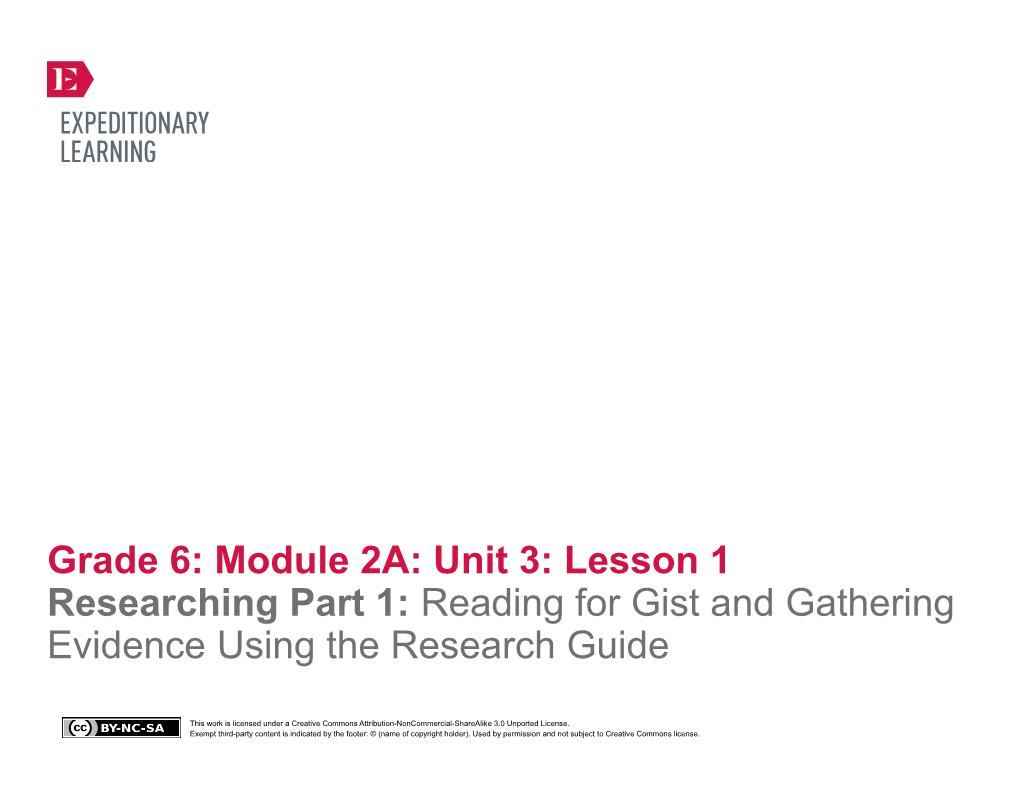 A. Reading for Gist