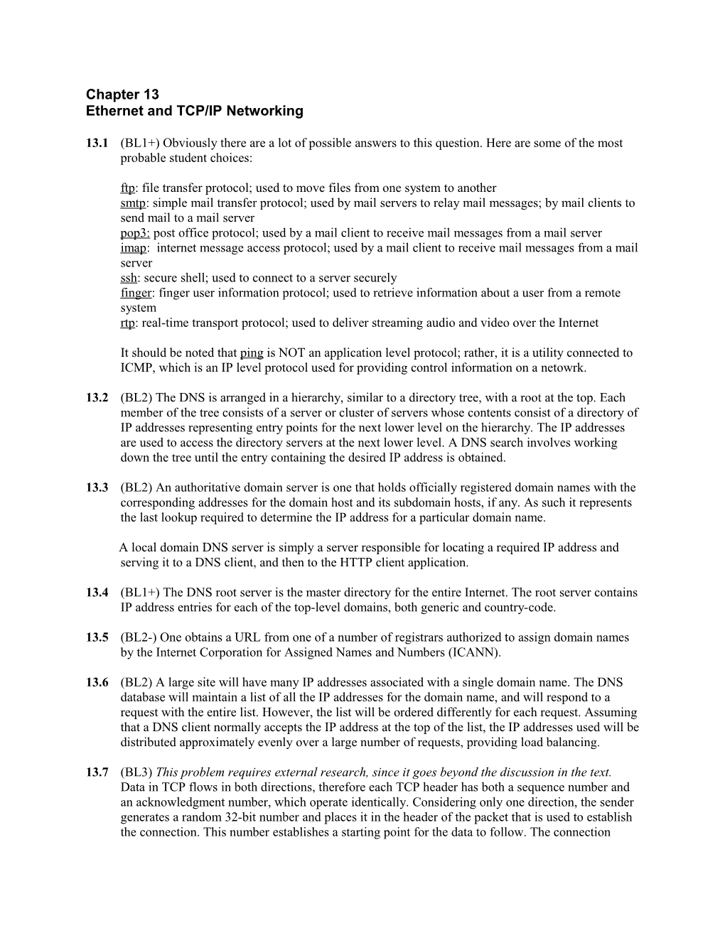 Ethernet and TCP/IP Networking