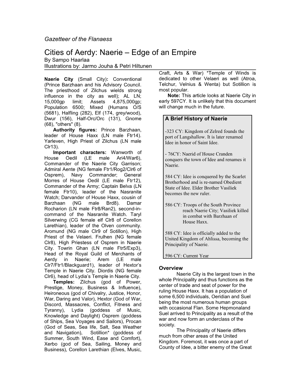 Cities of Aerdy: Naerie Edge of an Empire