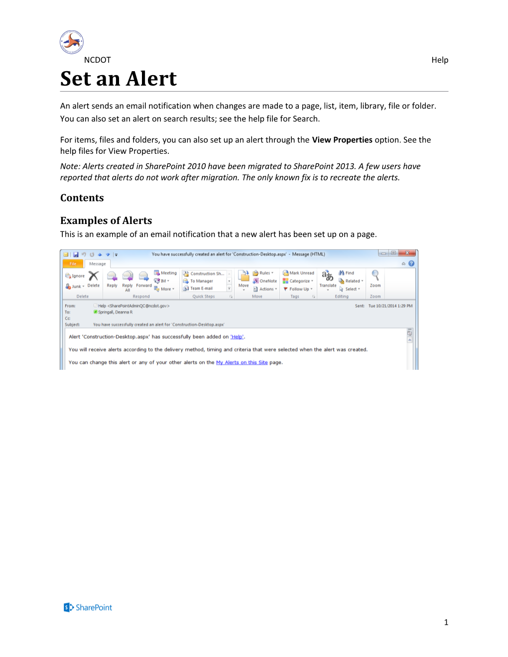 An Alert Sends an Email Notification Whenchanges Are Made to a Page, List, Item, Library