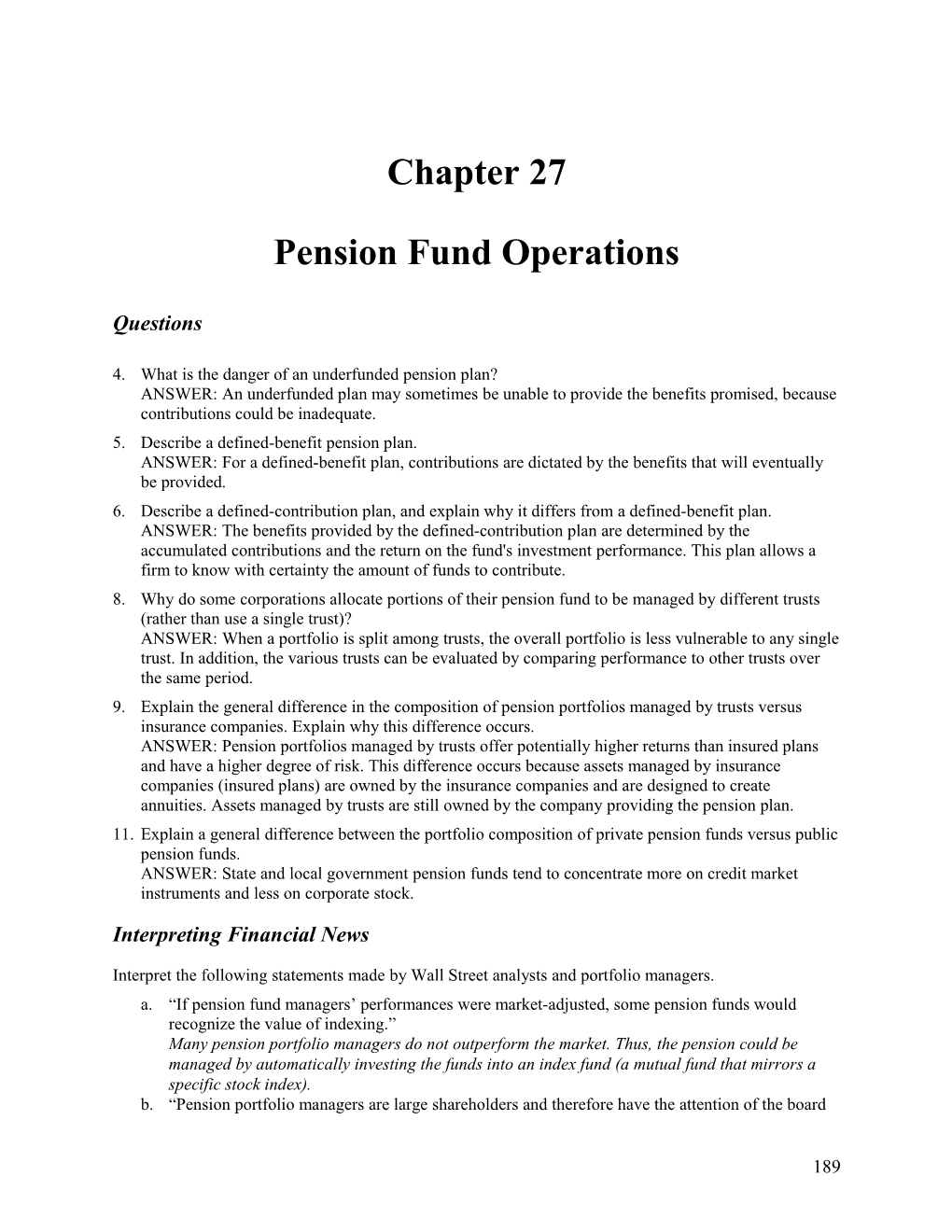 Chapter 27/Pension Fund Operations 1