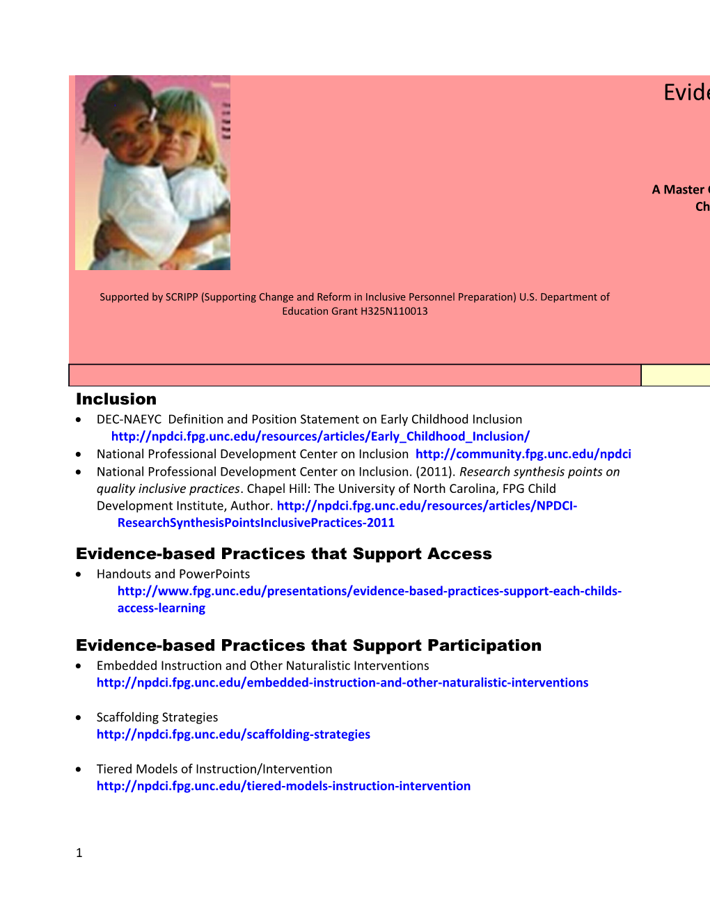 Evidence-Based Practices That Support Access