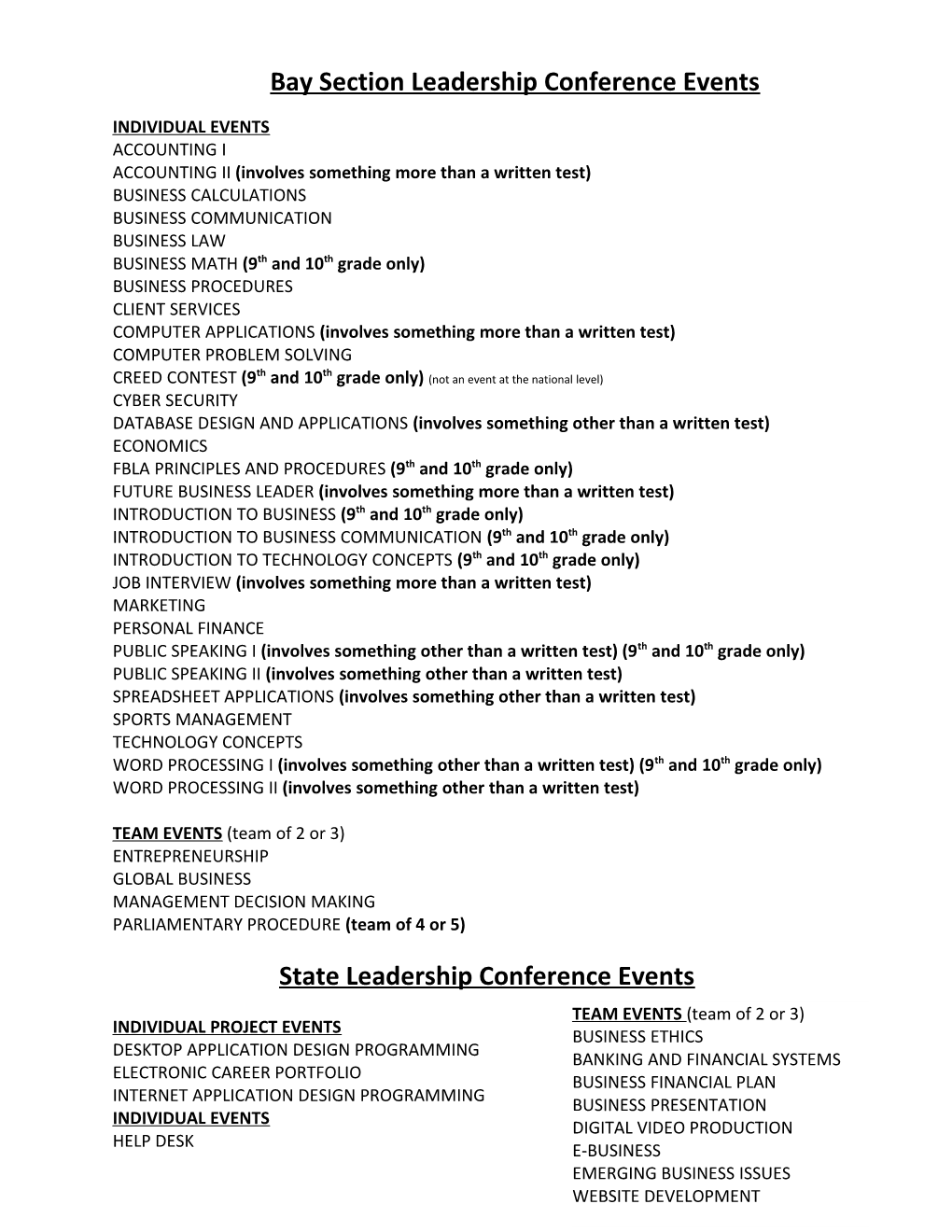 Bay Section Leadership Conference Events