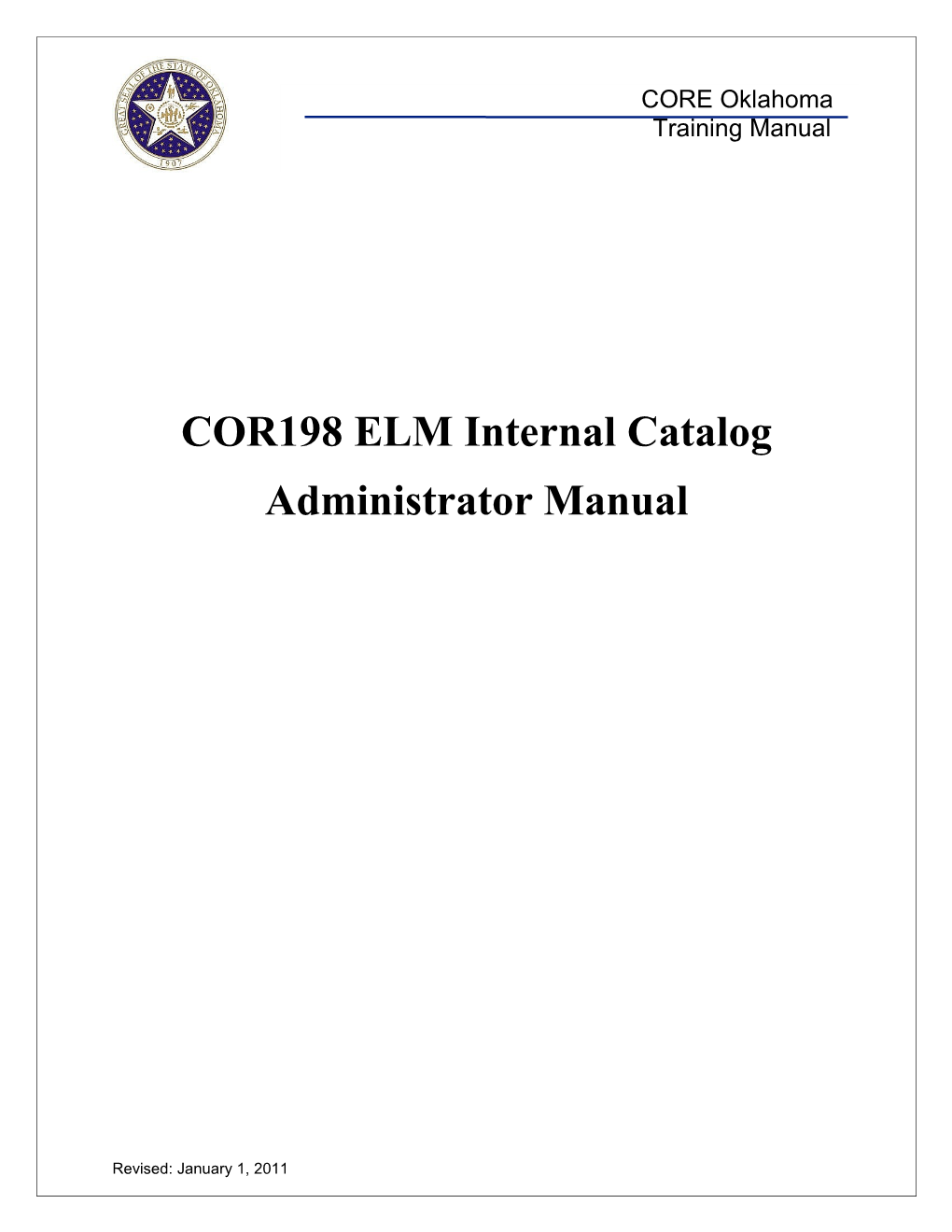 COR 198 Internal Catalog Administrator Manual