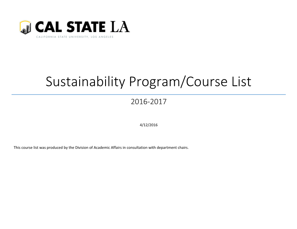 Sustainability Program/Course List