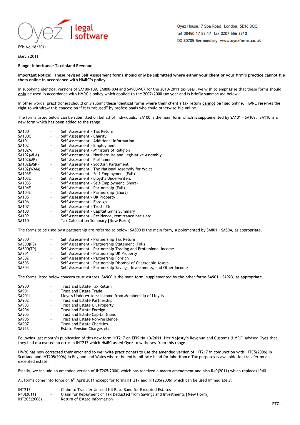 Range: Inheritance Tax/Inland Revenue