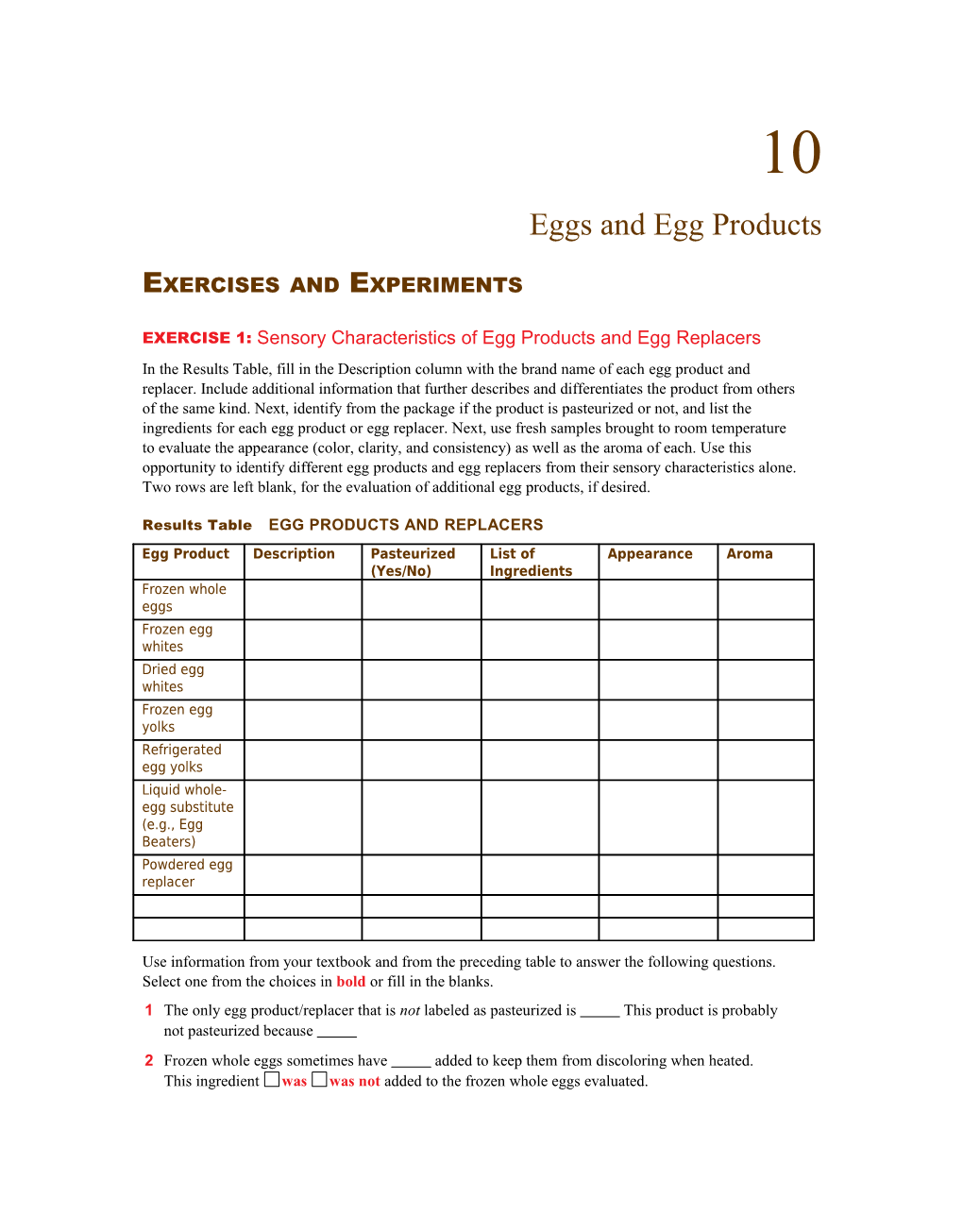 Eggs and Egg Products