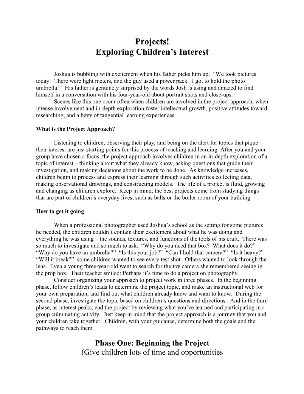 Exploring Children S Interest