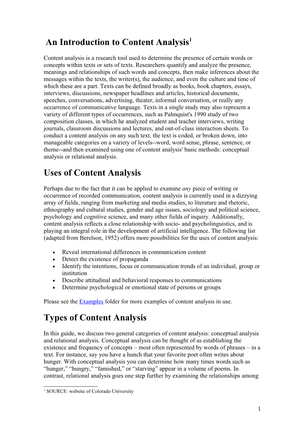 Overview: Content Analysis