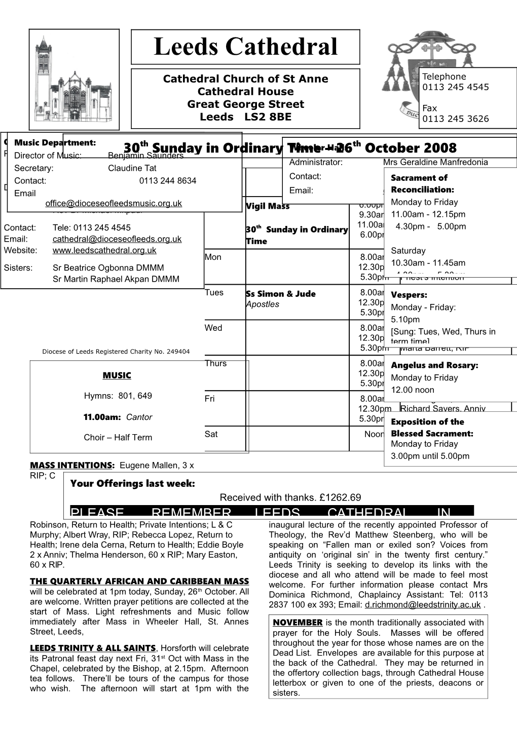 Diocese of Leeds Registered Charity No. 249404