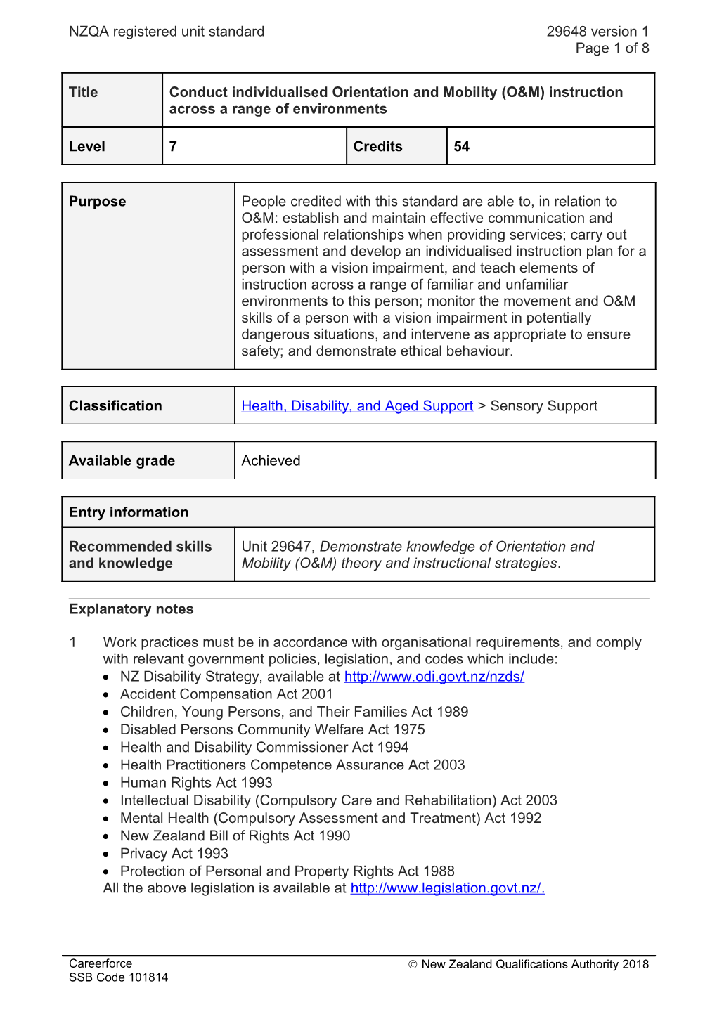 29648 Conduct Individualised Orientation and Mobility (O&M) Instruction Across a Range