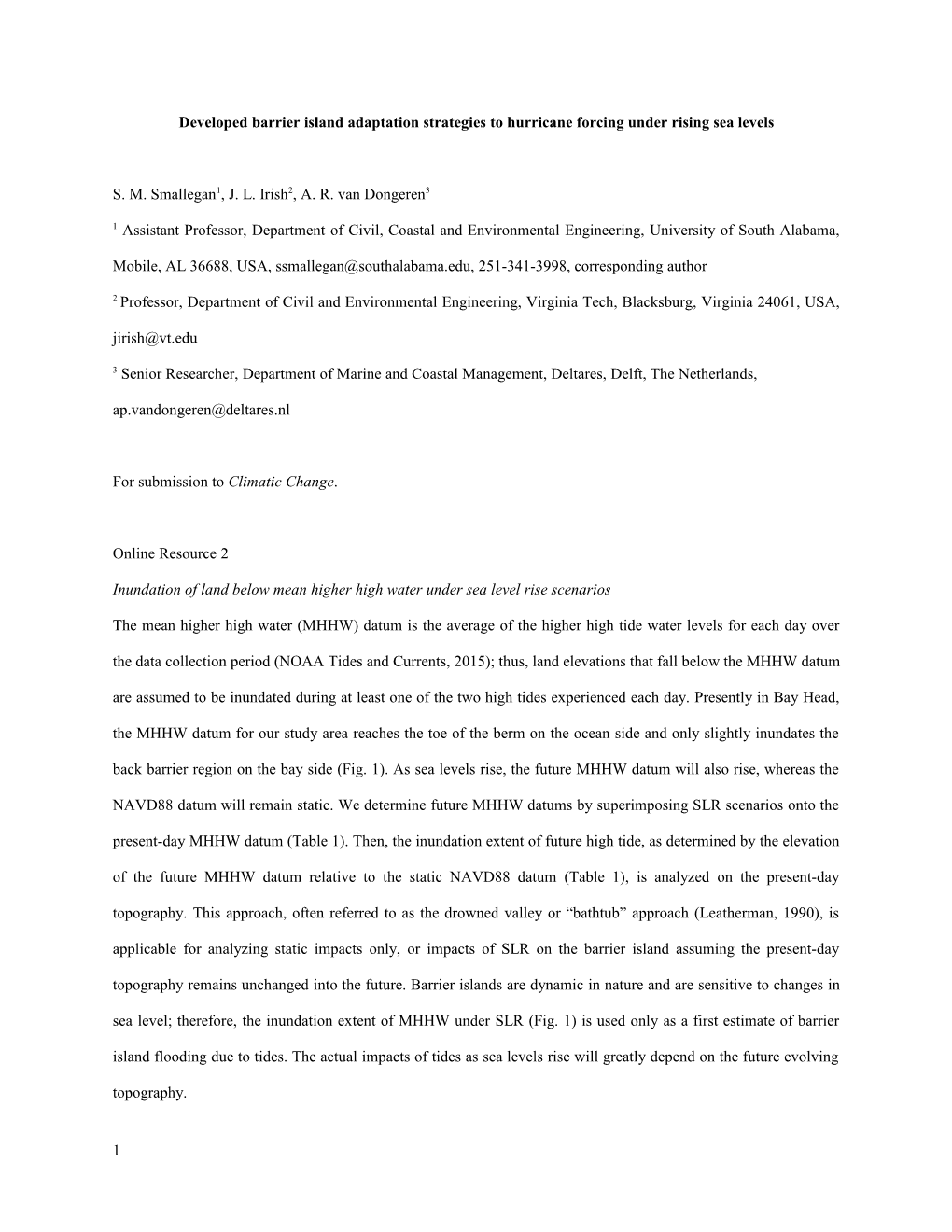 Developed Barrier Island Adaptation Strategies to Hurricane Forcing Under Rising Sea Levels