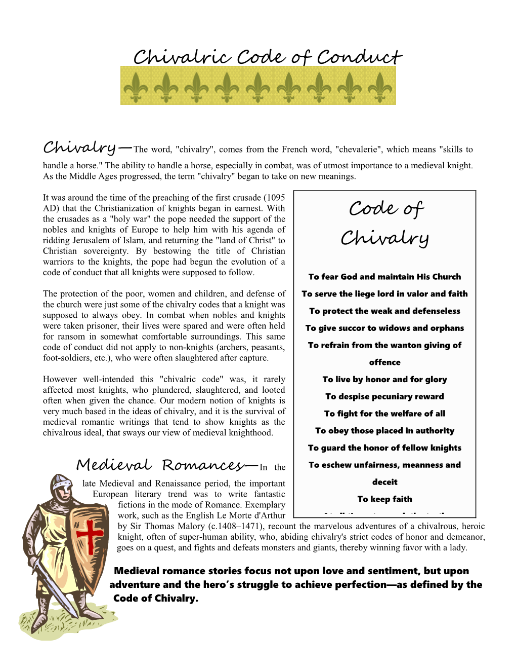 Chivalric Code of Conduct