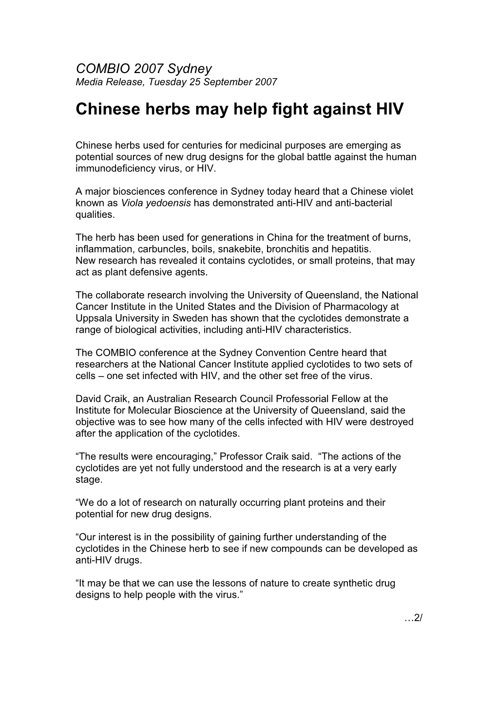 Chinese Herbs May Help Fight Against HIV