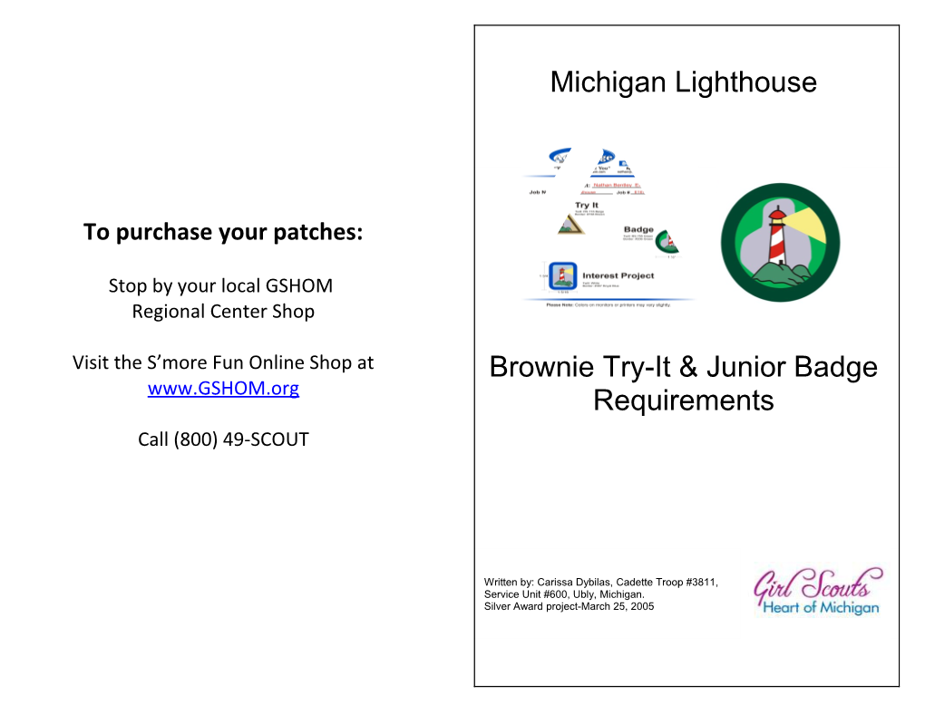 Brownie Try-It & Junior Badge Requirements