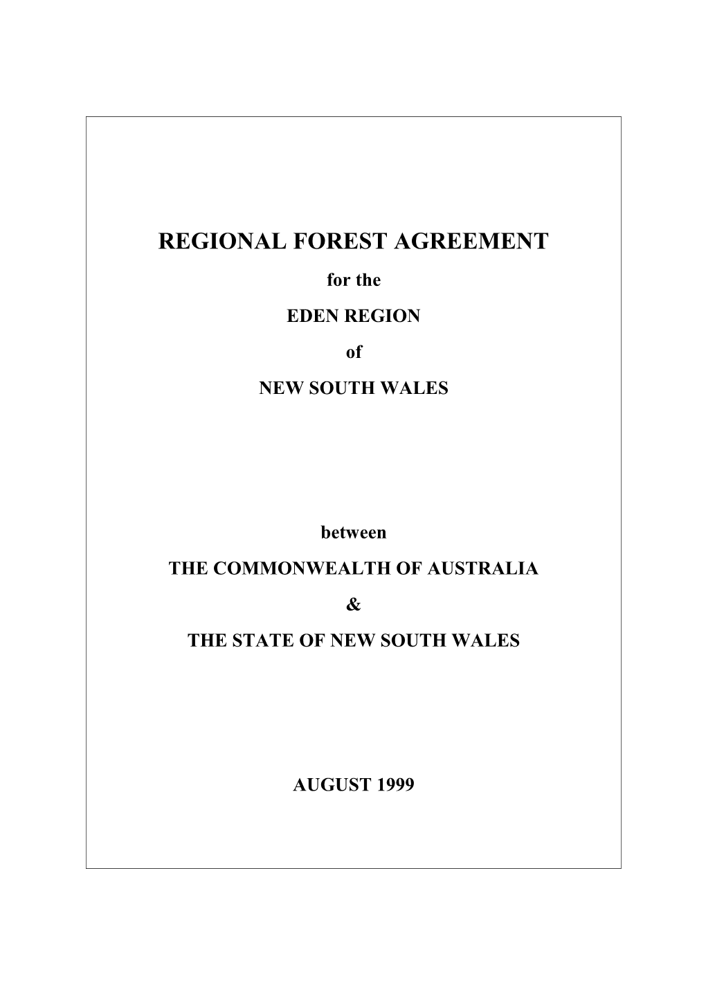 Draft Eden Regional Forest Agreement