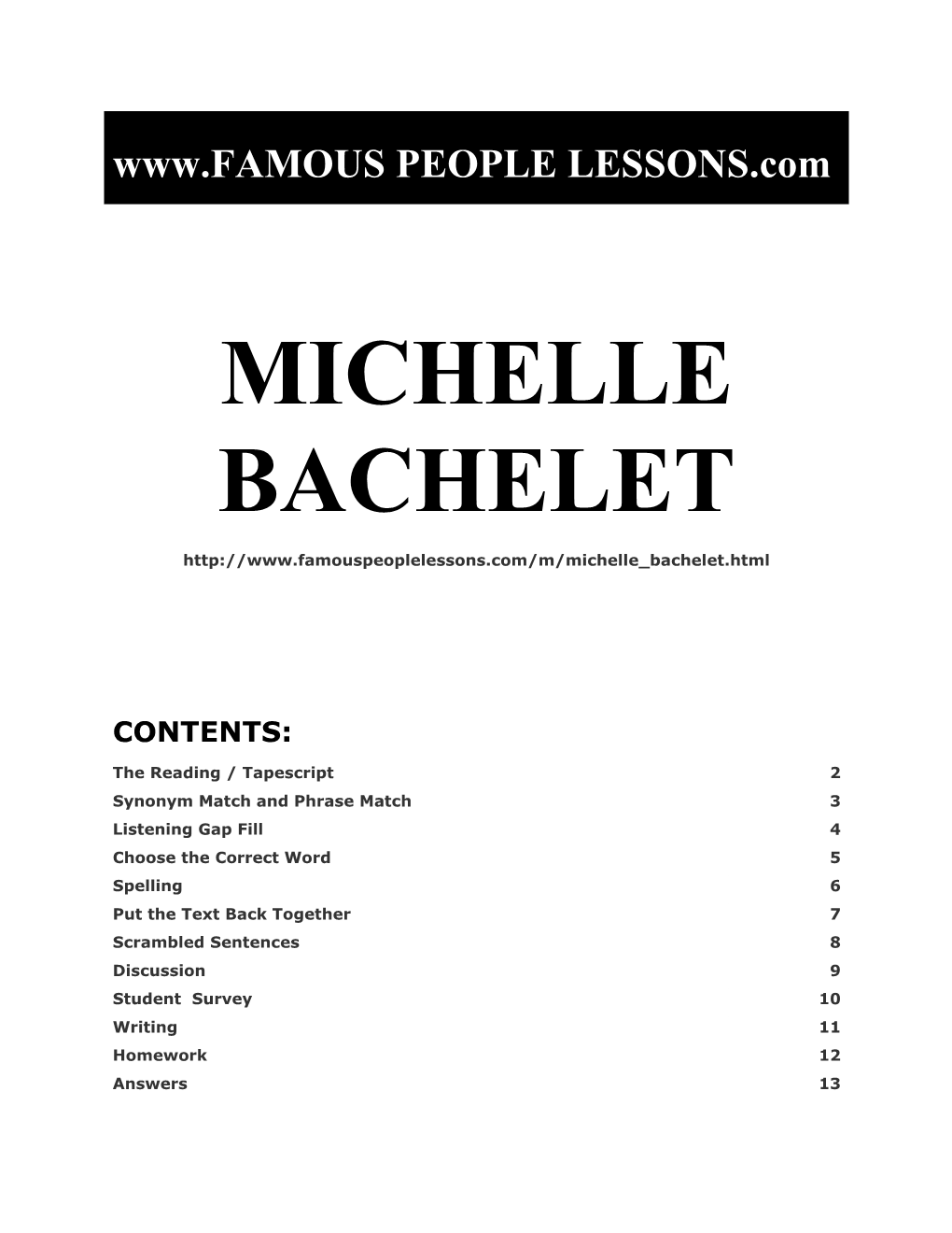 Famous People Lessons - Michelle Bachelet