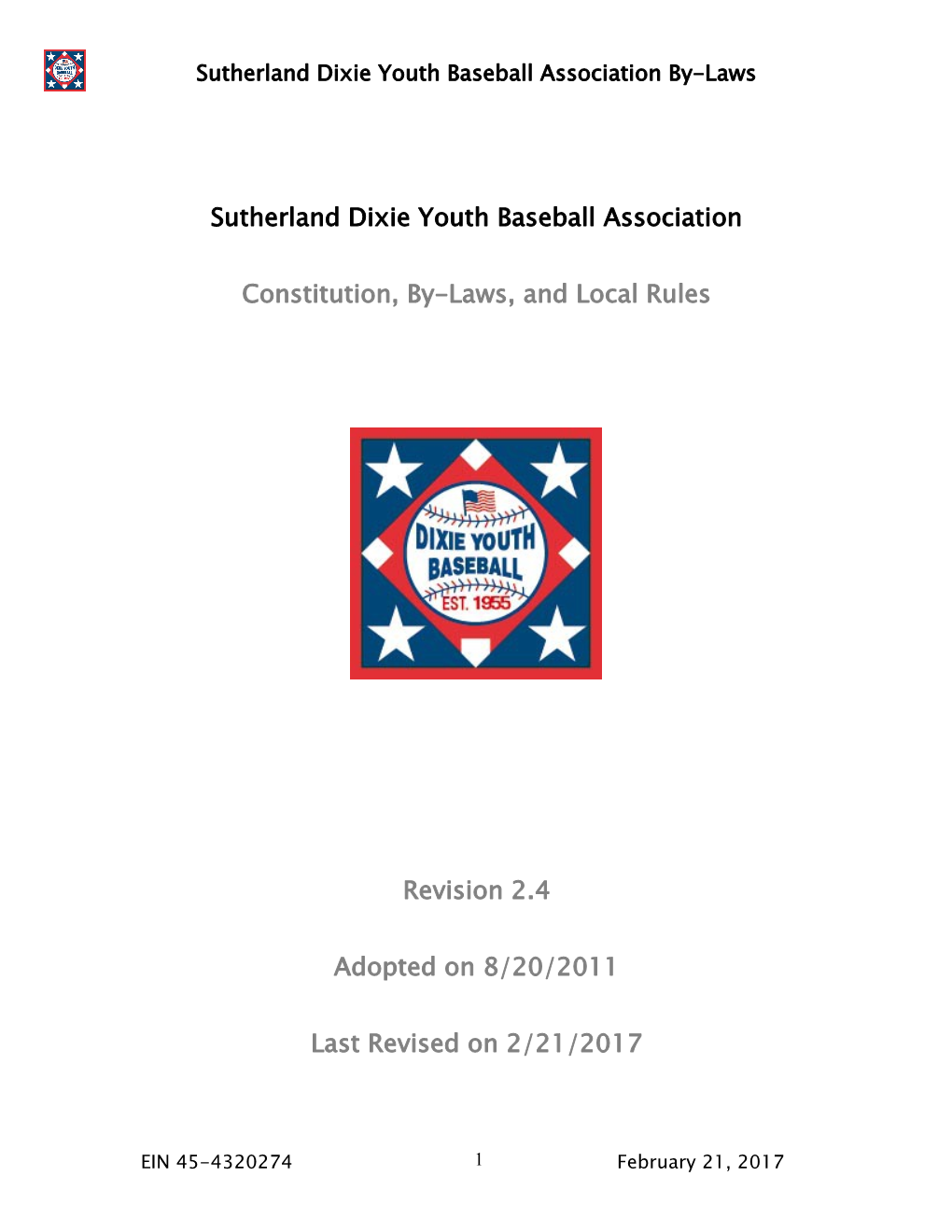 Sutherland Dixie Youth Baseball League Inc