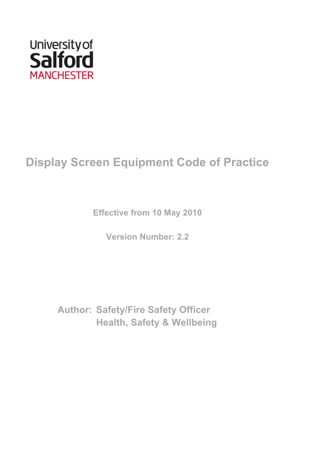 Display Screen Equipmentcode of Practice
