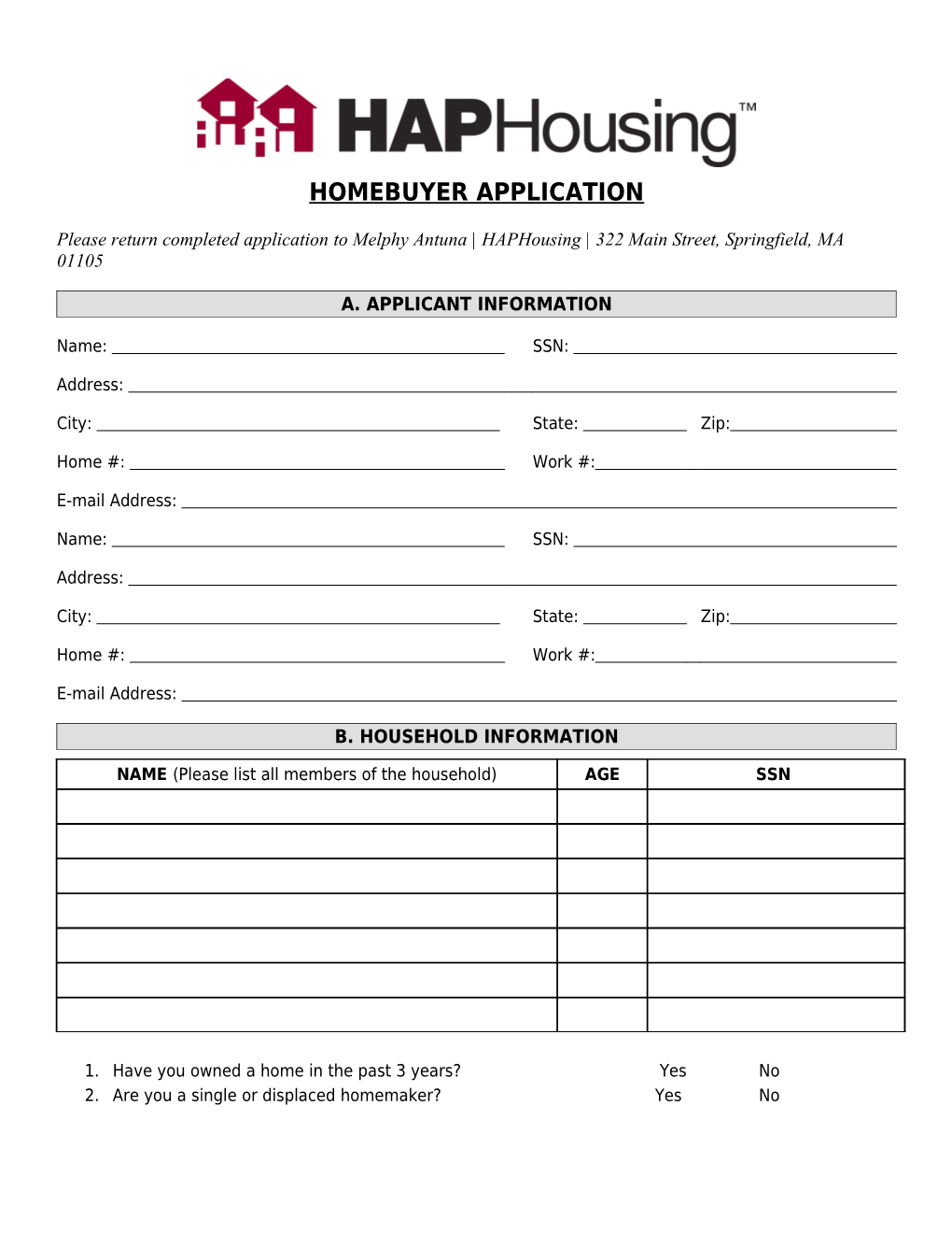 Homebuyer Application