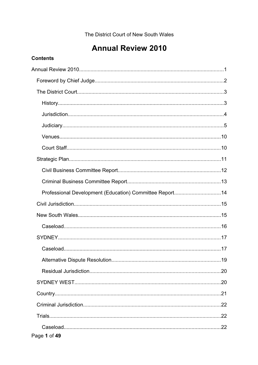 2009 District Court Annual Review