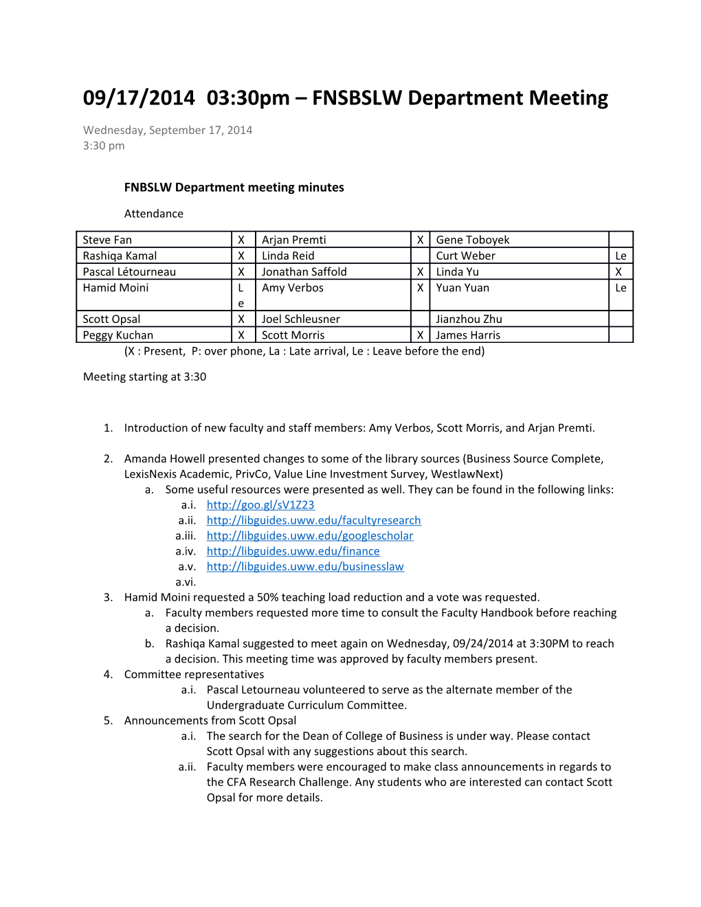 09/17/201403:30Pm FNSBSLW Department Meeting