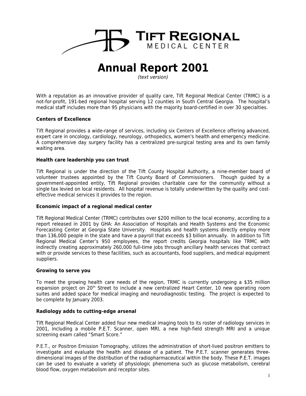 Annual Report 2001