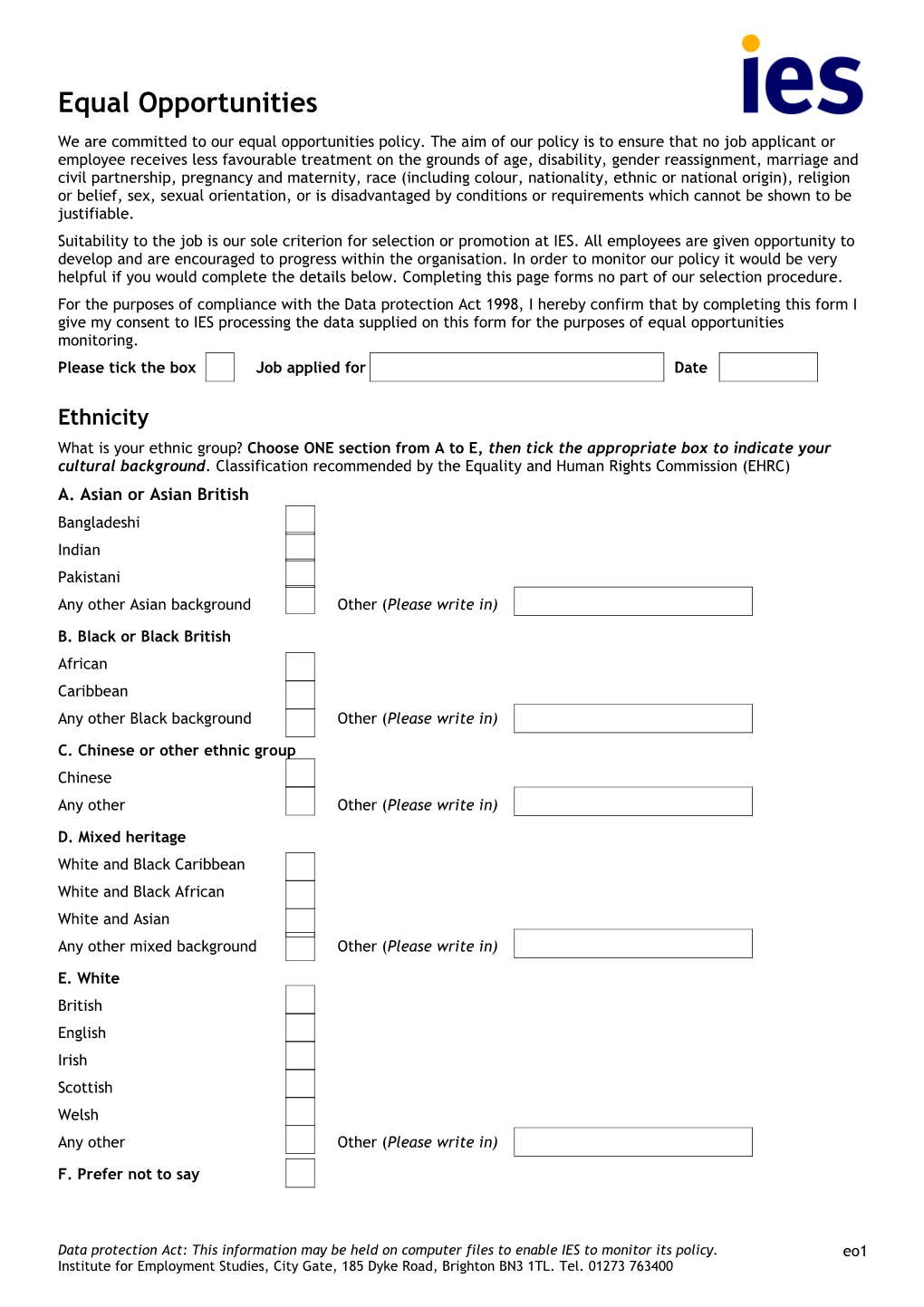 IES Job Application Form