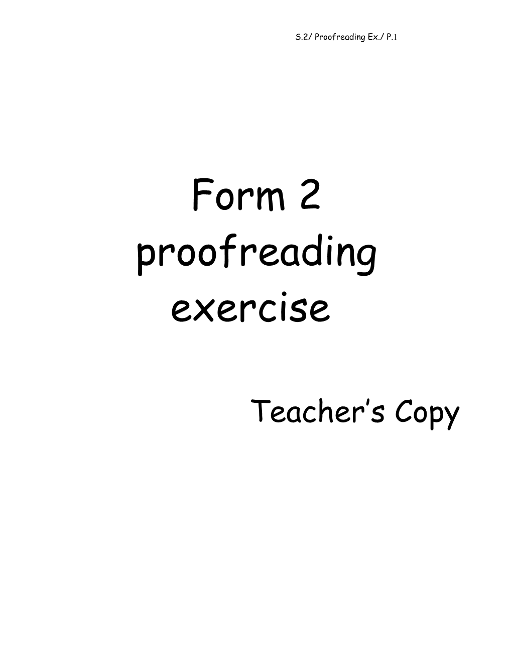 Proofreading Exercise