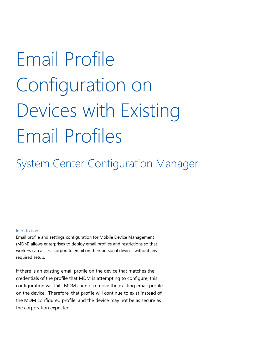 Email Profile Configuration on Devices with Existing Email Profiles