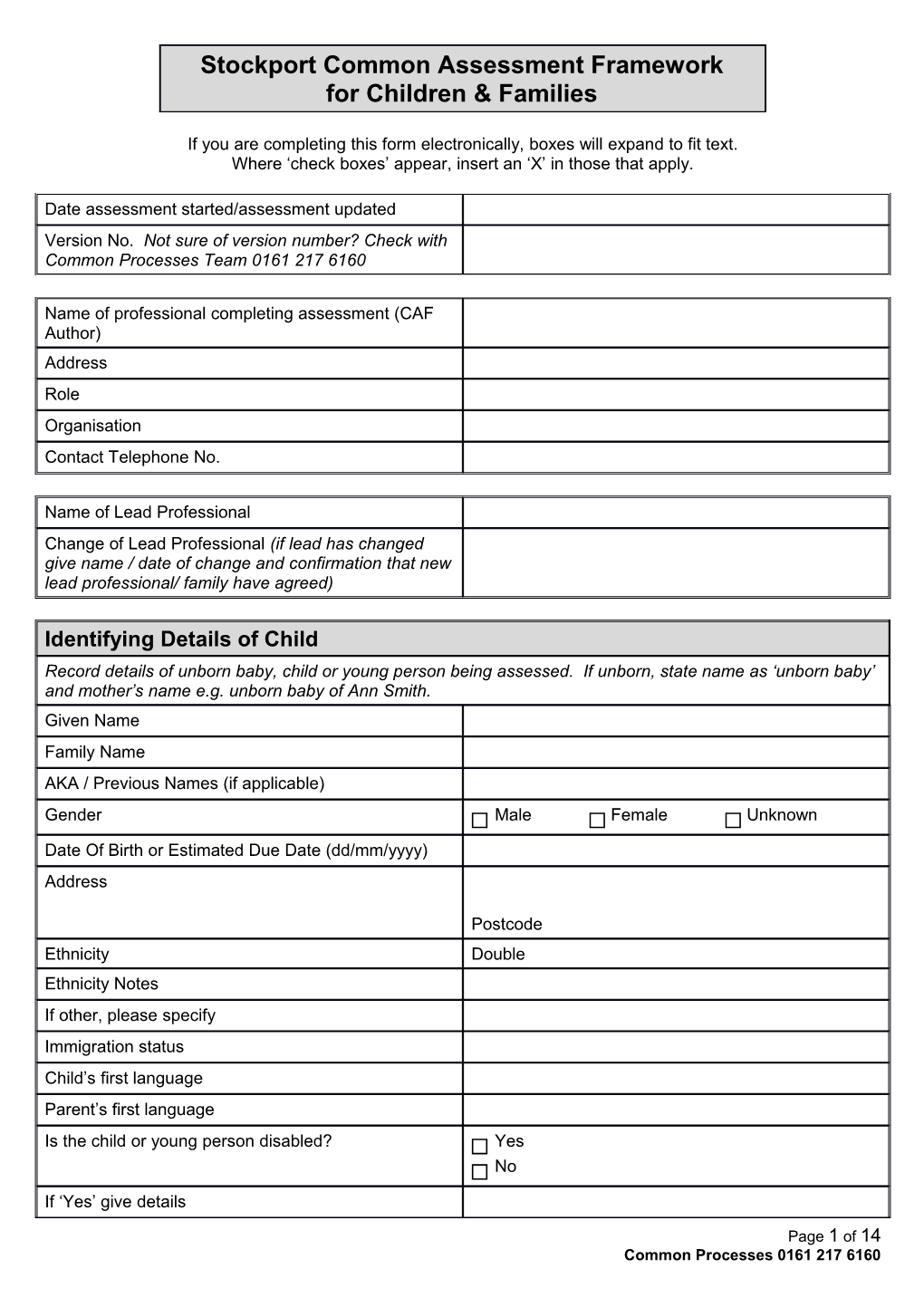 If You Are Completing This Form Electronically, Boxes Will Expand to Fit Text