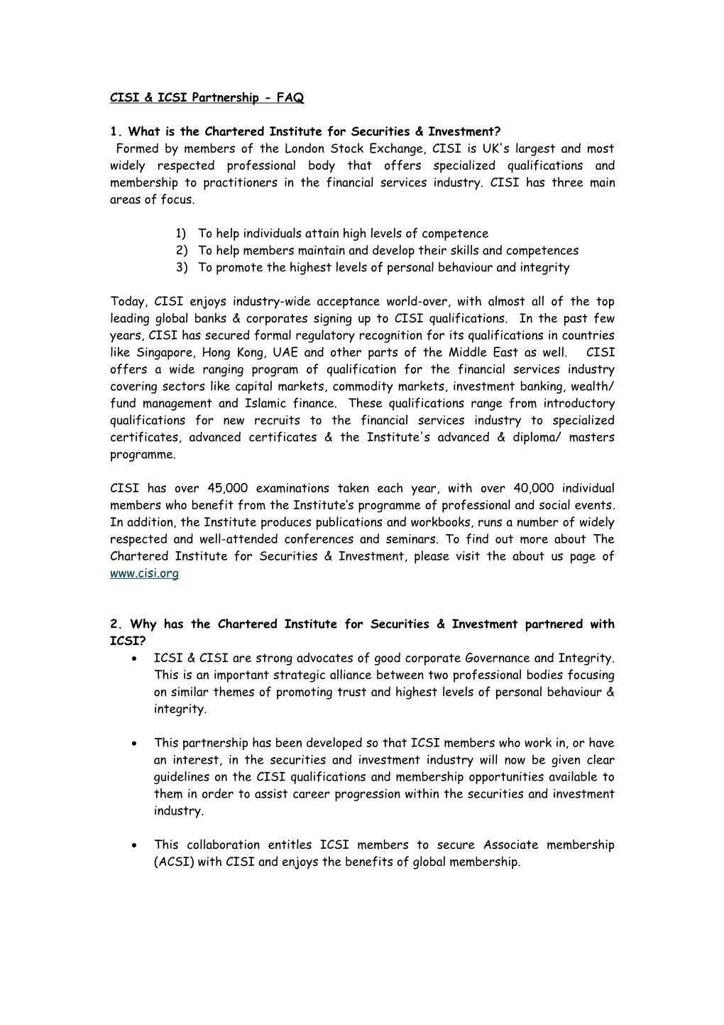 SII & ICSI Partnership - FAQ