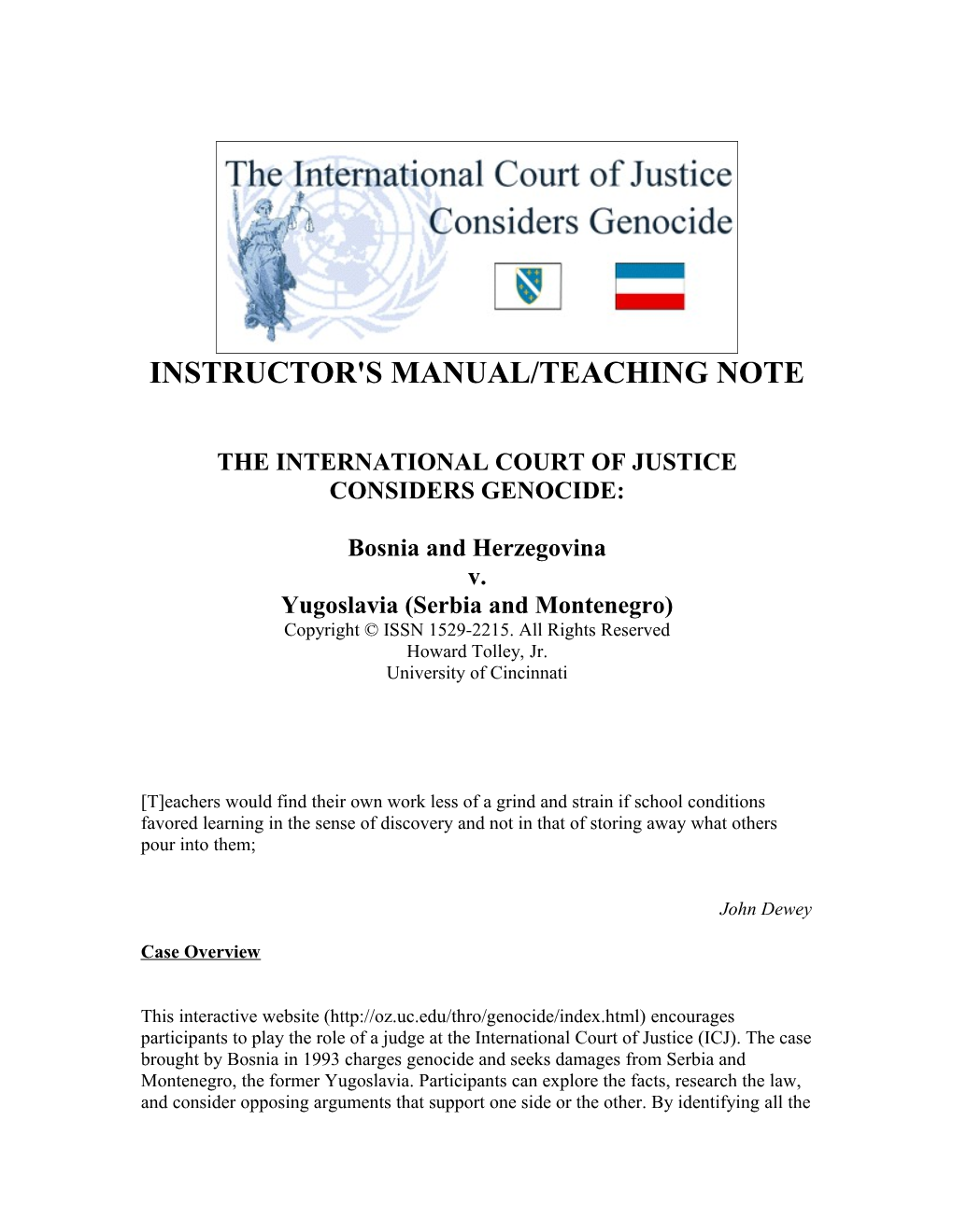 Instructor's Manual/Teaching Note