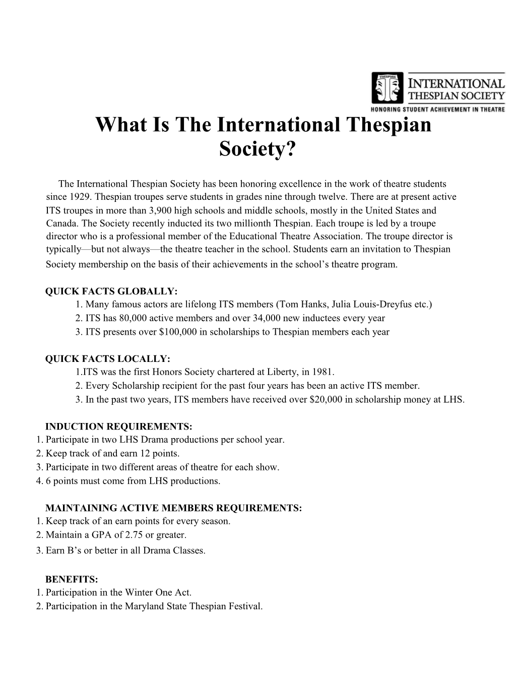 What Is the International Thespian Society?
