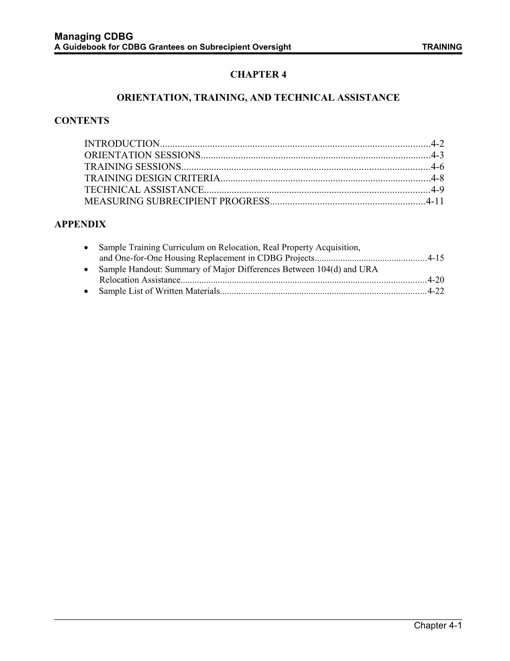 A Guidebook for CDBG Grantees on Subrecipient Oversighttraining