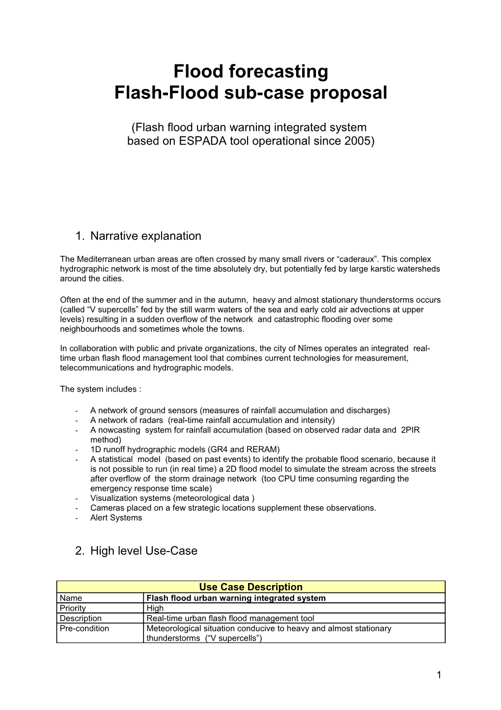 Flood Forecasting (Flash Sub Use-Case Proposal)