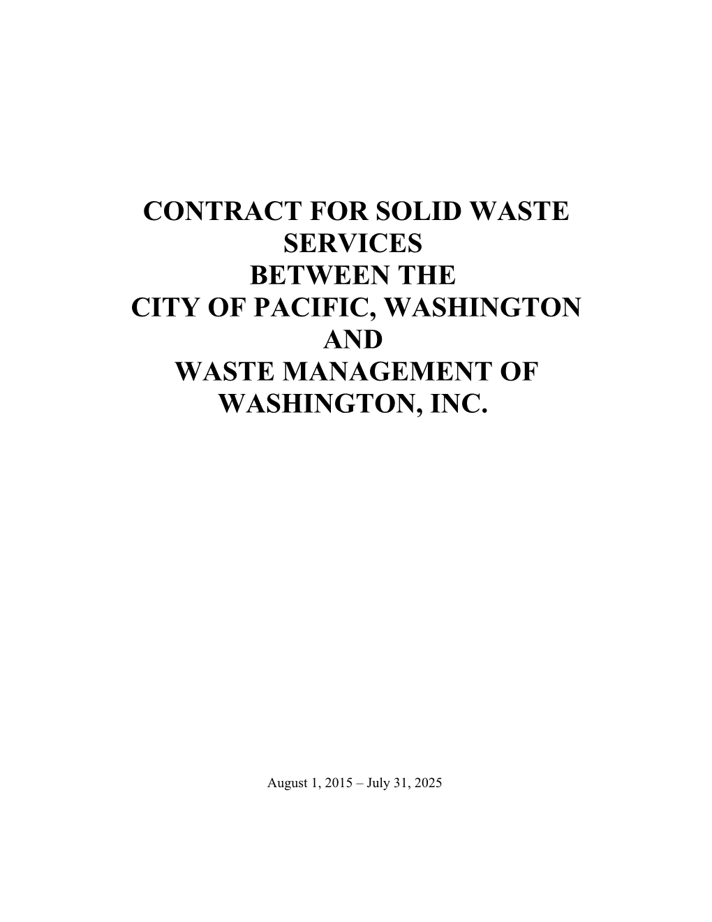 Contract for Solid Waste Services