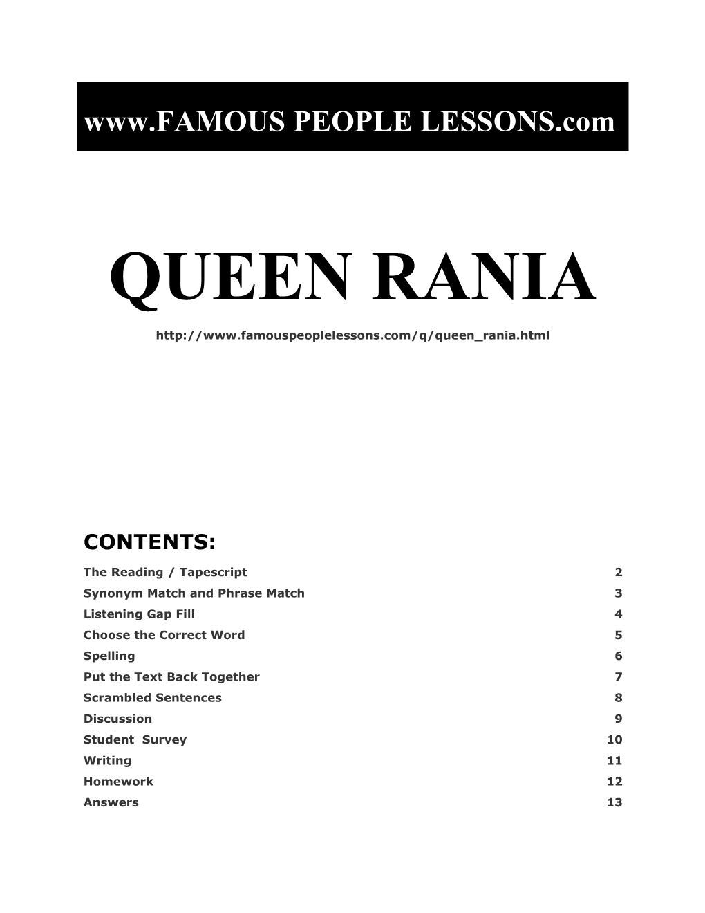 Famous People Lessons - Queen Rania