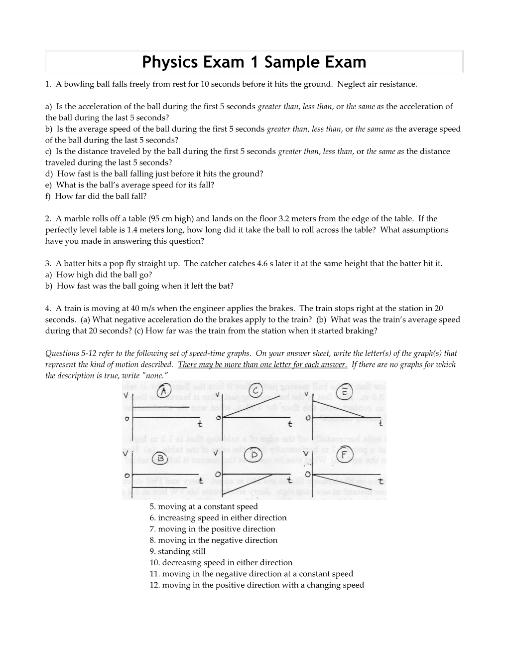 Physics Exam 1 Review