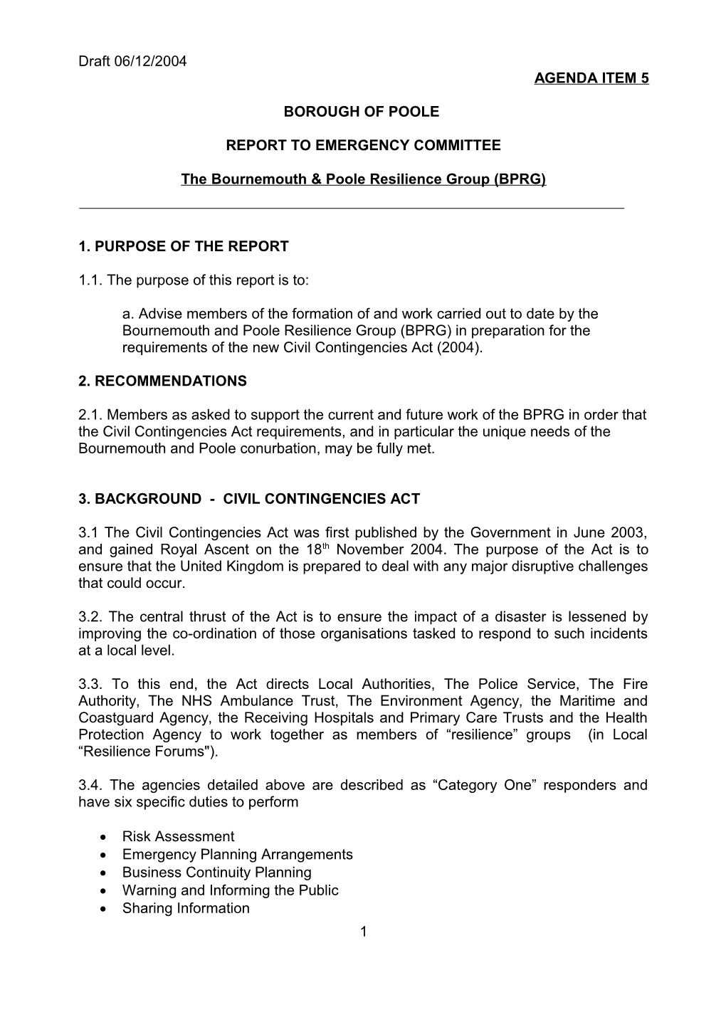 The Bournemouth and Poole Resilience Group